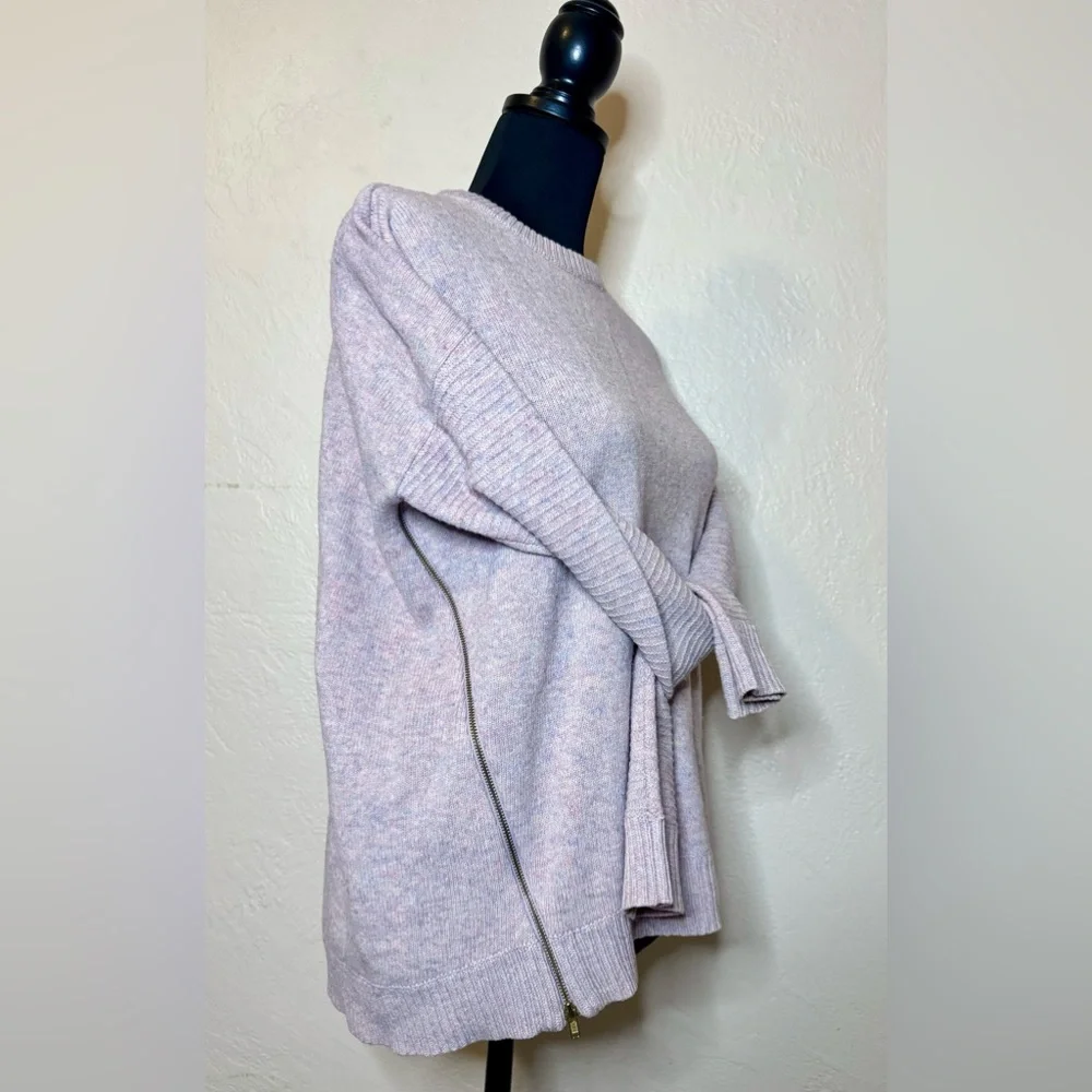 J. CREW 100% Wool Zippered Crew Neck Sweater Multicolor Lilac Women's Size Small